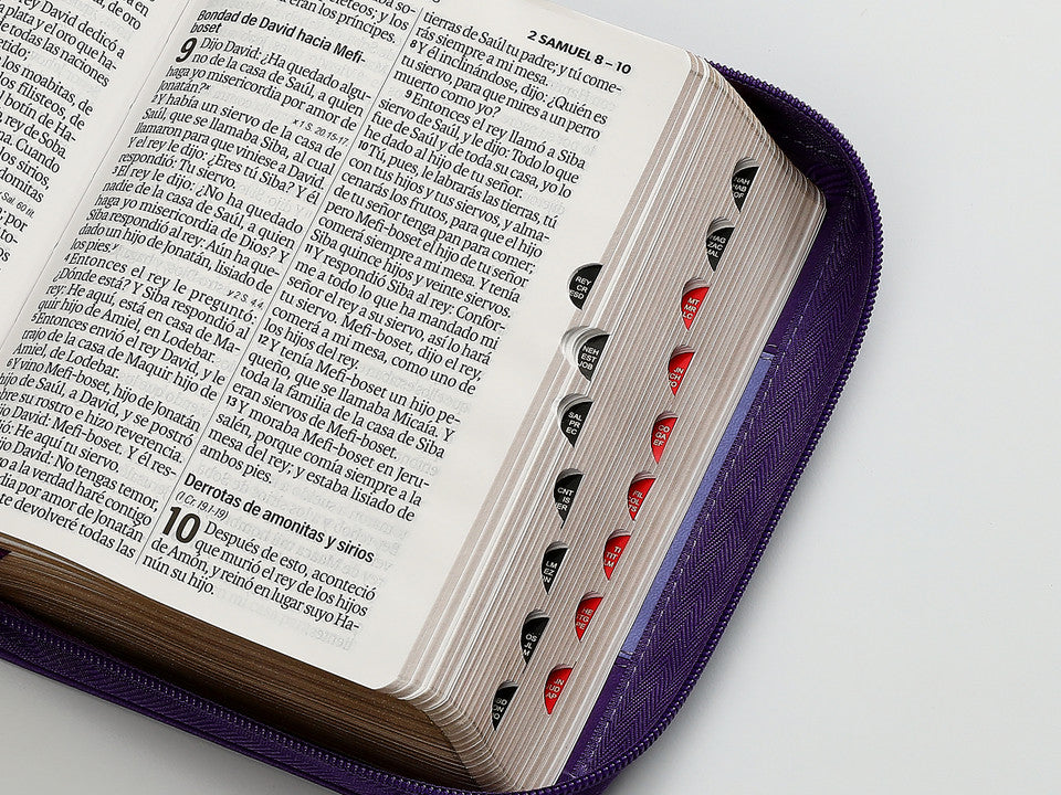 Biblia con Cierre Portátil 12 puntos RV1960, imit piel lila con índice
