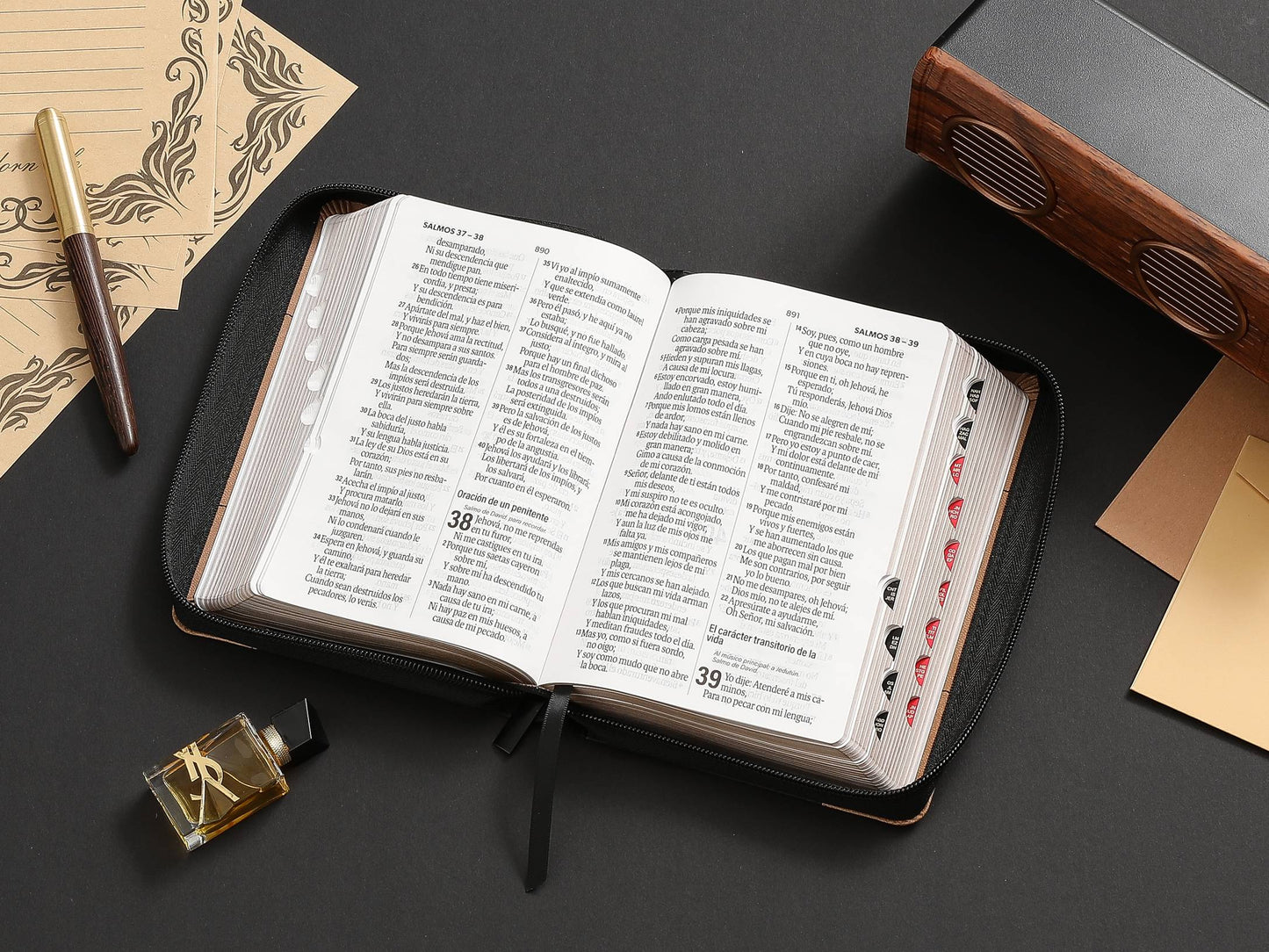 Biblia RVR60 035czti PJR imitación piel bicolor negro/café Tamaño Compacto