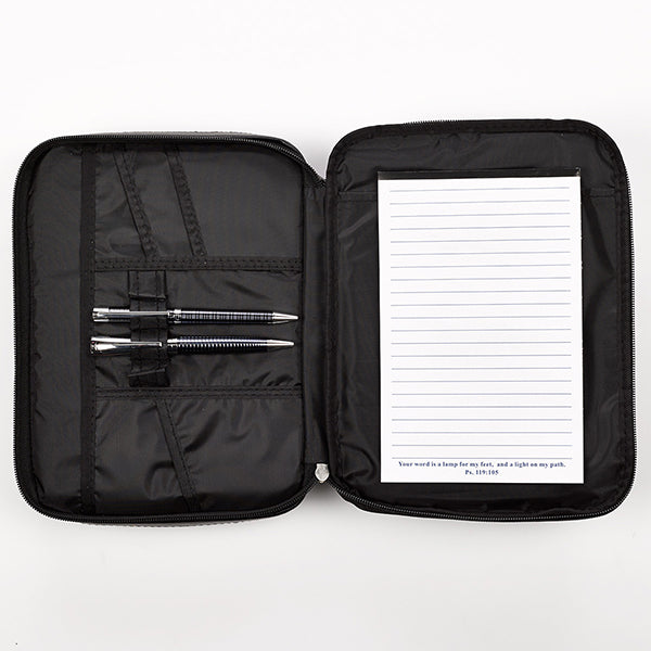 Two-fold LuxLeather Bible Cover Organizer, Black, Extra-Small