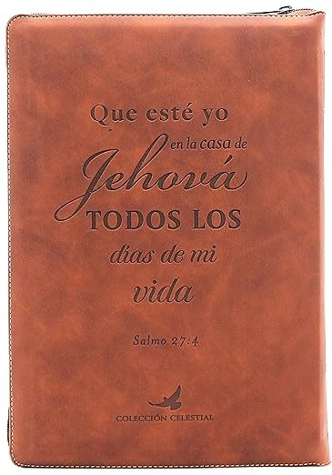 Biblia de Estudio Reina Valera 1960 ArcoIris en nueva letra grande con Cierre Indice Senti Cuero color Cafe con Estuche de proteccion