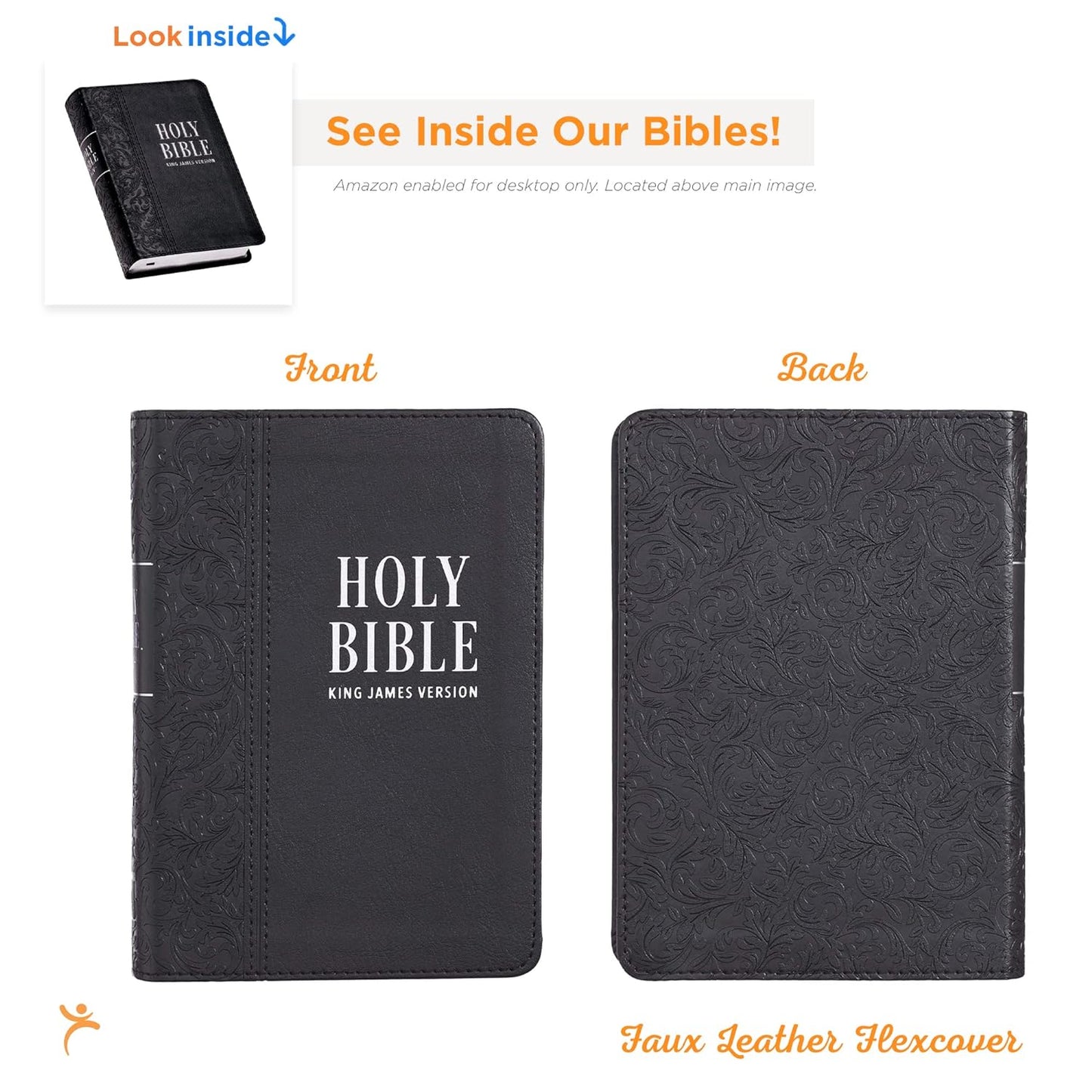 KJV Holy Bible, Compact Large Print Faux Leather Red Letter Edition - Ribbon Marker, King James Version, Black