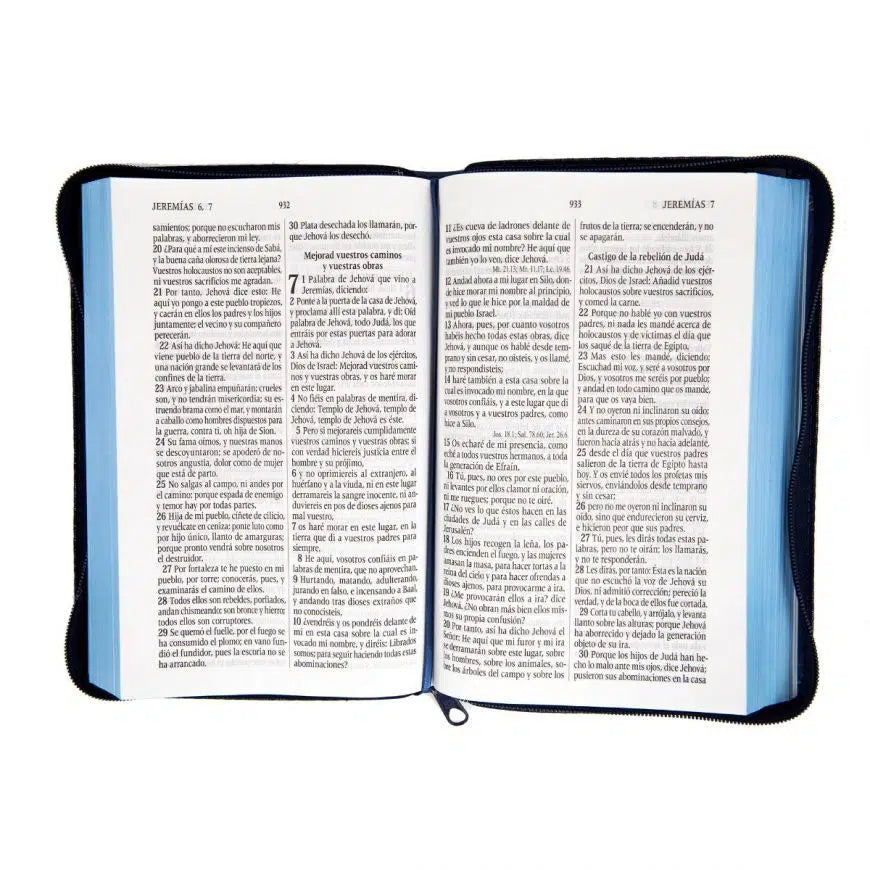 Biblia RVR.1960 Letra Grande 12 Puntos Tamaño Manual Azul Cierre