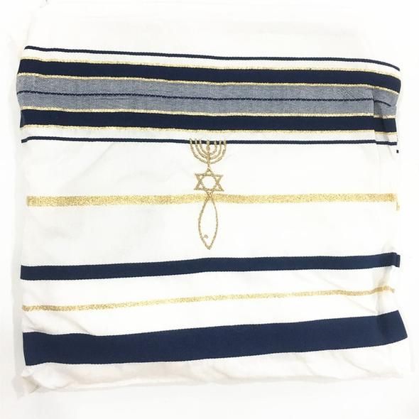 PRAYER SHAWL – GOLD AND BLACK– TRADITIONAL MESSIANIC WITH TALLIT – 72″ X 22″