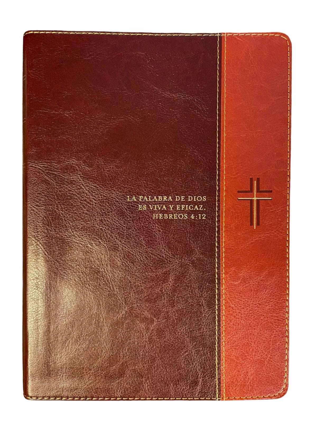 Biblia de estudio del diario vivir RVR60, letra grande (SentiPiel, Café/Café claro, Índice, Letra Roja)