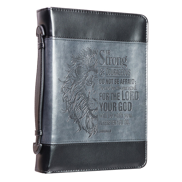 Be Strong and Courageous Bible Cover, LuxLeather, Black, Medium
