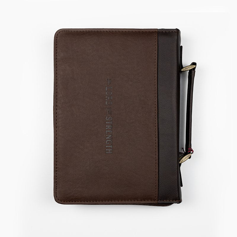 Lord Is My Strength Bible Cover, Brown, Large