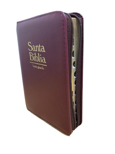 Biblia RVR 1960 Letra Grande Tamaño Manual Imitación Piel Vino con Cartera Cierre e Index