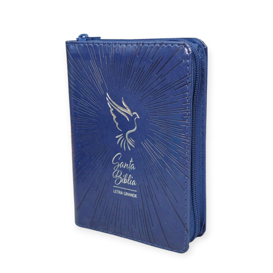 Santa Bíblia RVR 1960 de Bolsillo Color Azul Con Concordancia, Letra Grande 9 Pts Y Zipper