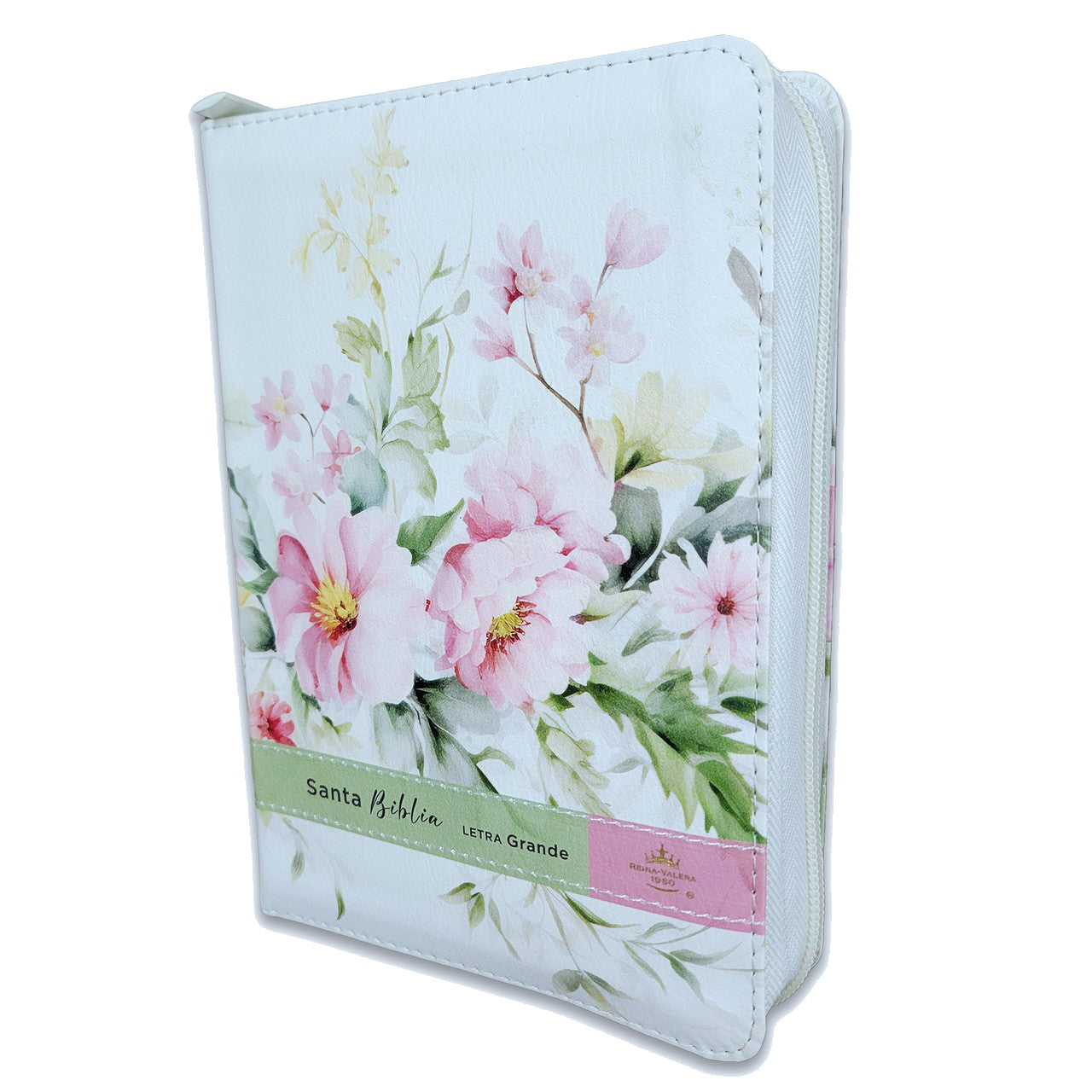Biblia Reina Valera 1960 Compacta Letra Grande 12 Puntos Filo Floral con Índice y Cierre Victoria Flores Primavera