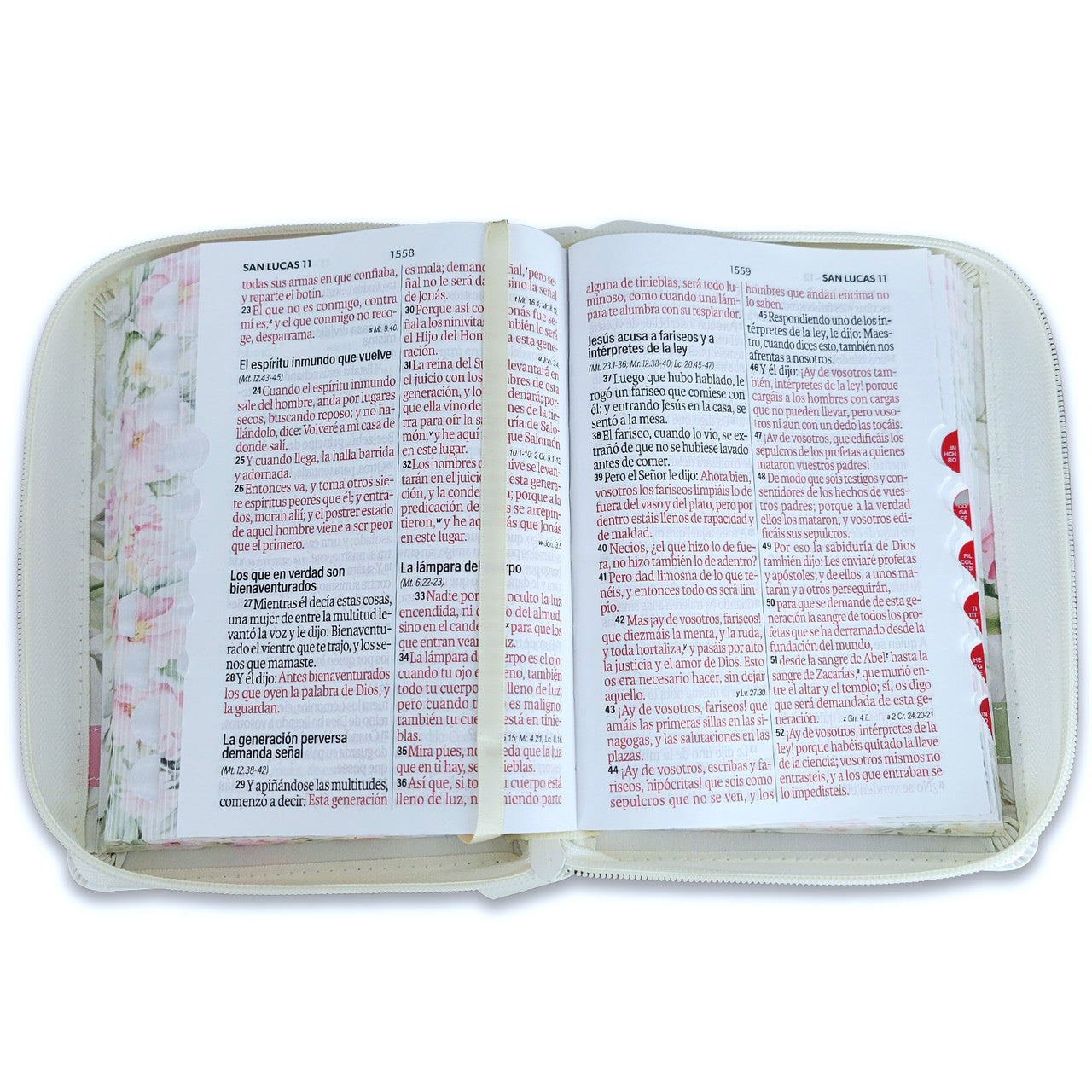 Biblia Reina Valera 1960 Compacta Letra Grande 12 Puntos Filo Floral con Índice y Cierre Victoria Flores Primavera