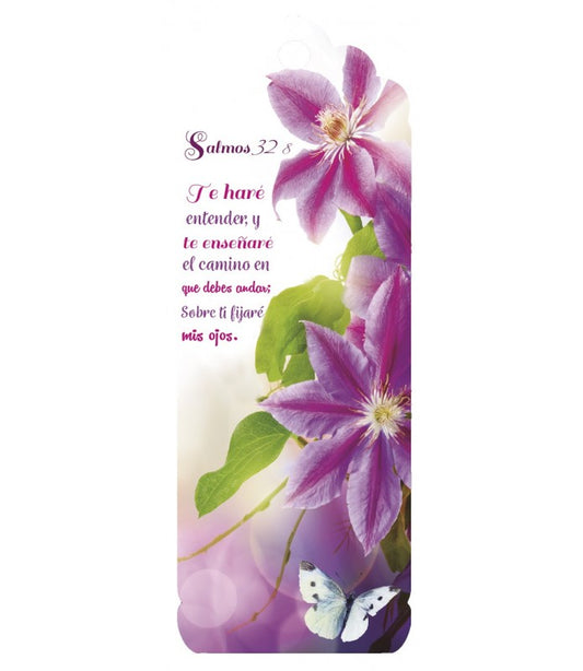 Separador 3D Salmos 32:8 Flor Lila