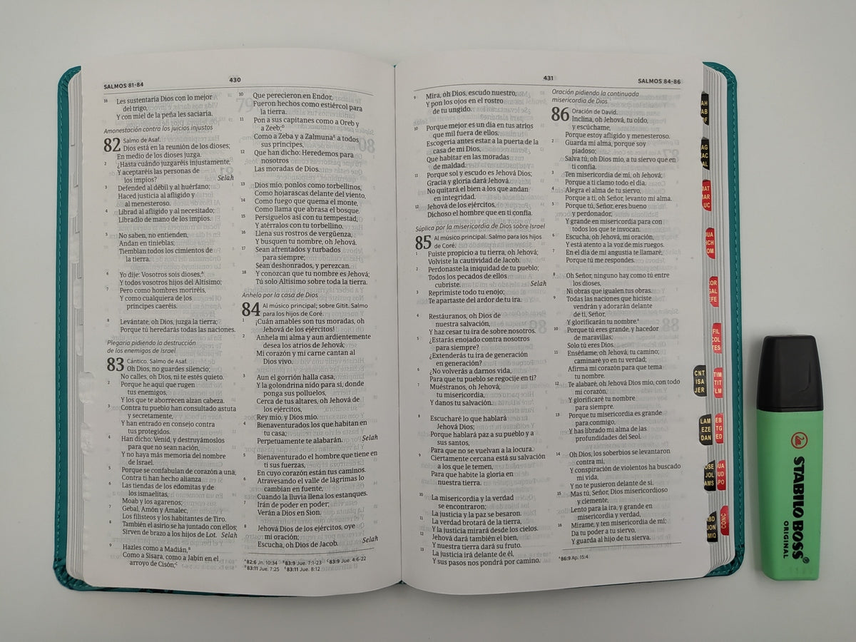 RVR 1960 Biblia Ultrafina, aqua símil piel con índice