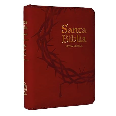 Santa Bíblia RVR 1960 de Bolsillo Color Rojo Con Concordancia, Letra Grande 9 Pts Y Zipper