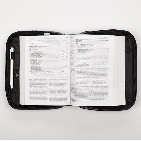 Two-fold LuxLeather Bible Cover Organizer, Black, Extra-Small