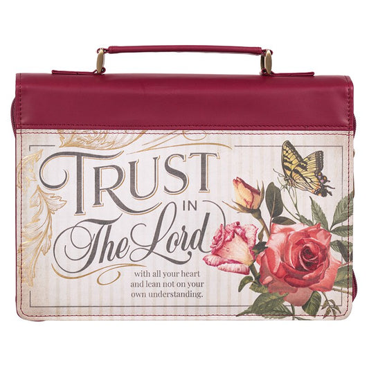 Trust In the Lord Floral Bible Cover, Burgundy, Medium