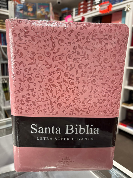 Biblia Letra Supergigante 19 puntos: RVR1960, imit. piel rosa duotone con índice