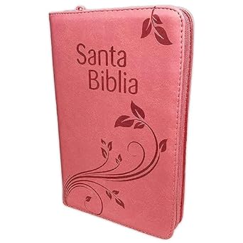 Biblia con Concordancia Letra Grande de 12 puntos - Reina-Valera 1960 - rosado floral con índice y zipper