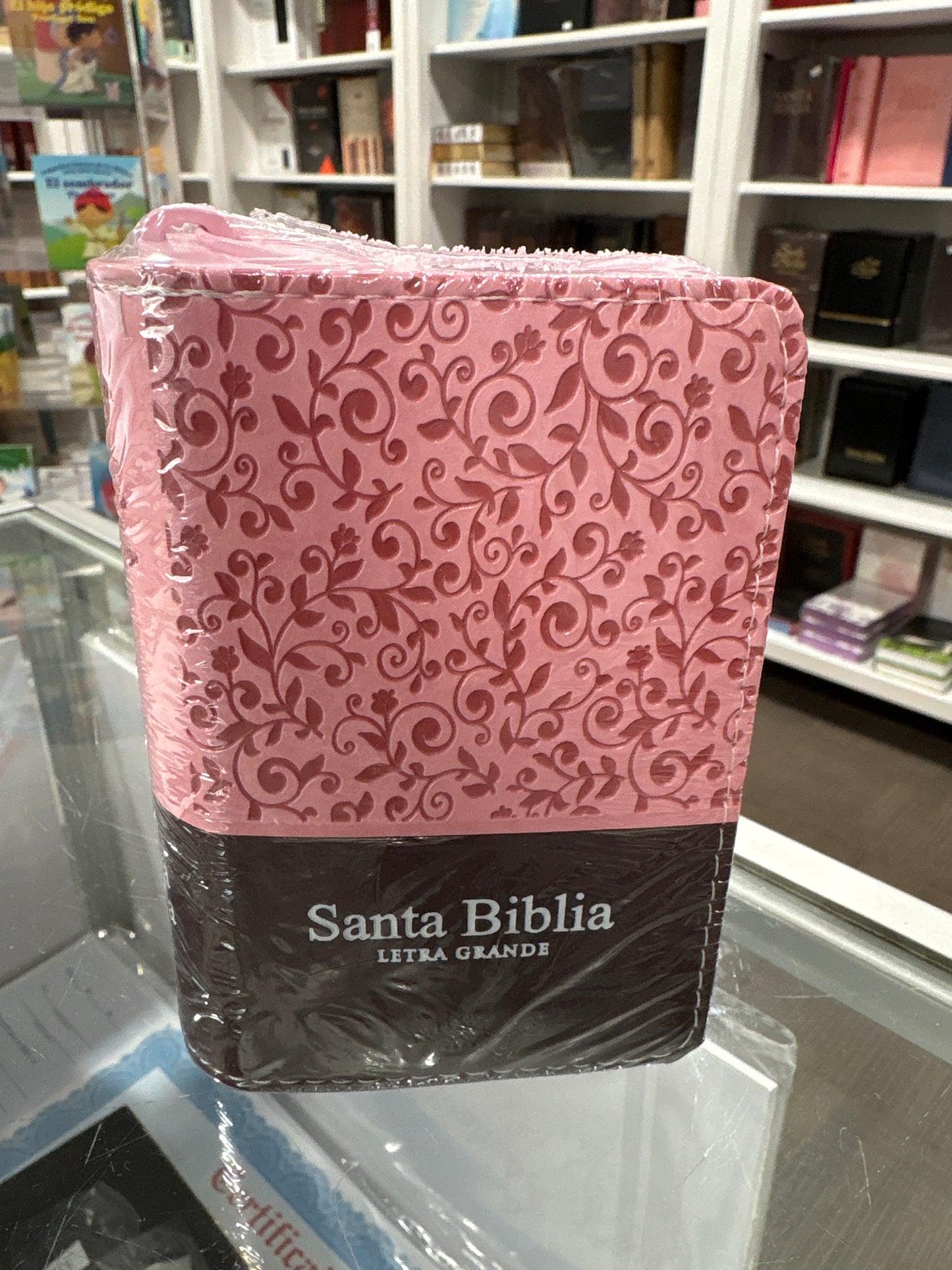 Biblia bolsillo RVR.16cPJRZTI RS-MR Biblia bolsillo rosa y marrón, canto floreado, cierre