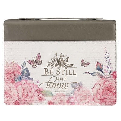 Bible Cover Be Still Pink Butterfly Medium