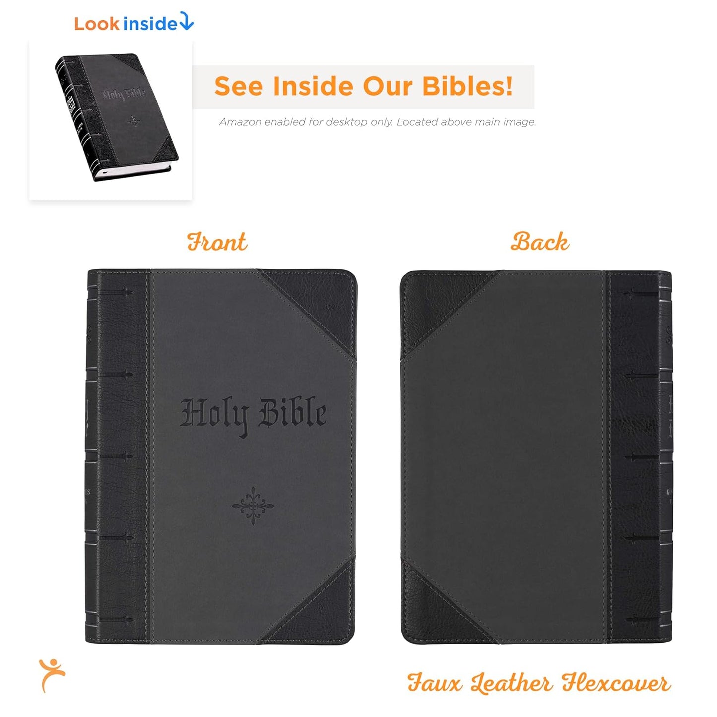 KJV Holy Bible, Giant Print Standard Size Faux Leather Red Letter Edition - Ribbon Marker, King James Version, Black /Gray