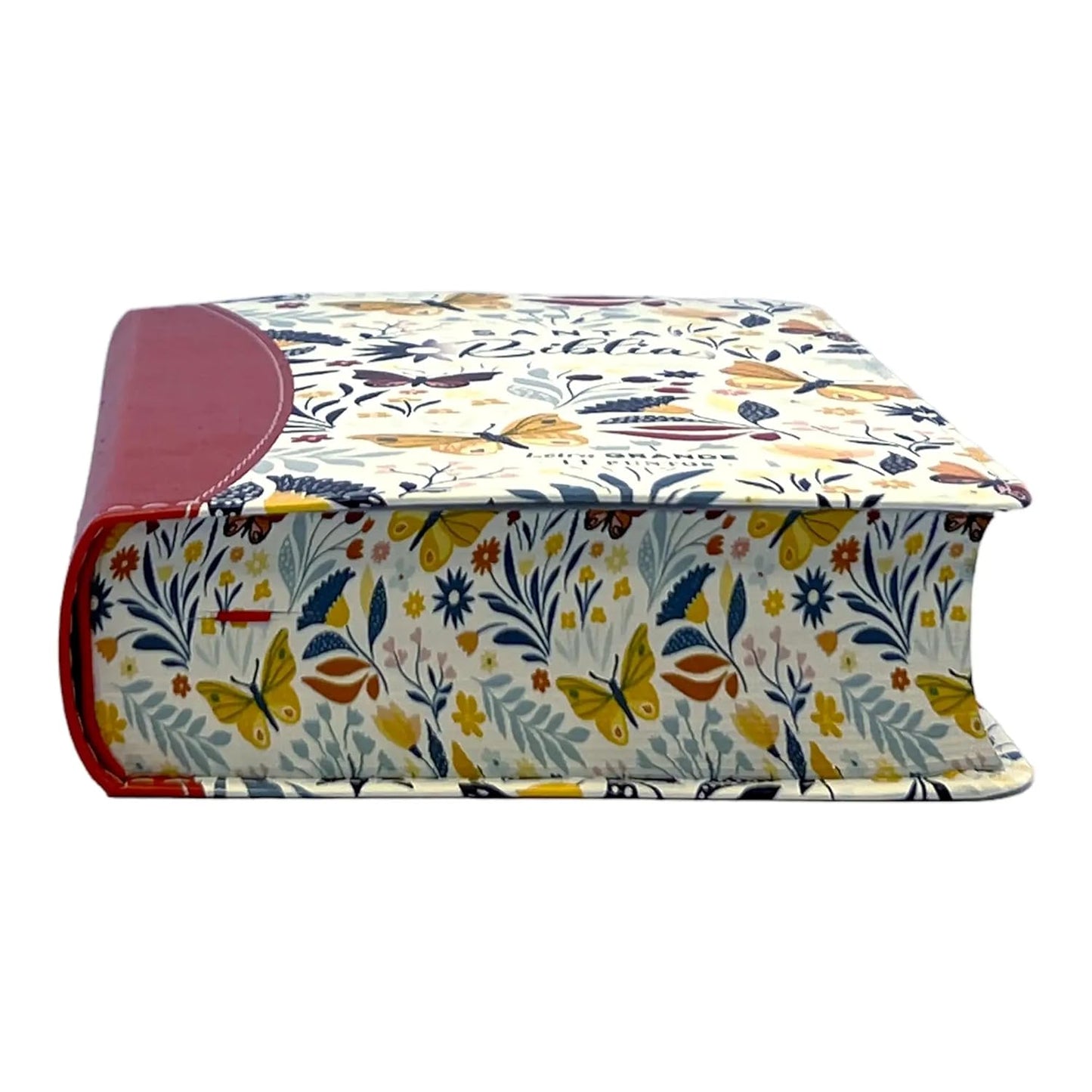 Biblia Reina Valera 1960 tamaño portátil Letra Grande 11 puntos Imitación Piel floral naranja. Canto pintado. Colección Primaveral