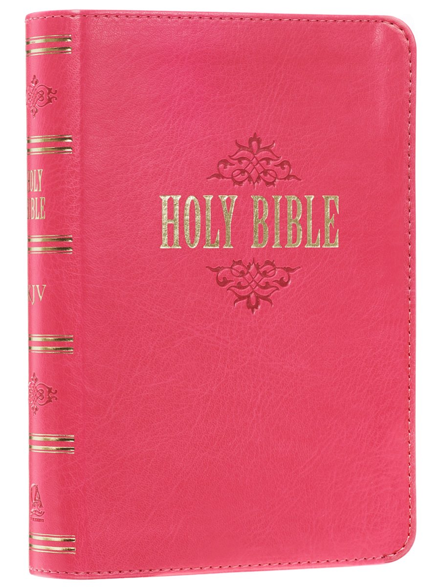 KJV Holy Bible, Compact Large Print Faux Leather Red Letter Edition - Ribbon Marker, King James Version, Pink