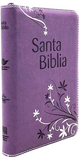 Biblia Reina Valera 1960 Letra Grande en Español de 12 puntos-Tamaño manual con Cierre, Indice, foro en semil piel color morado
