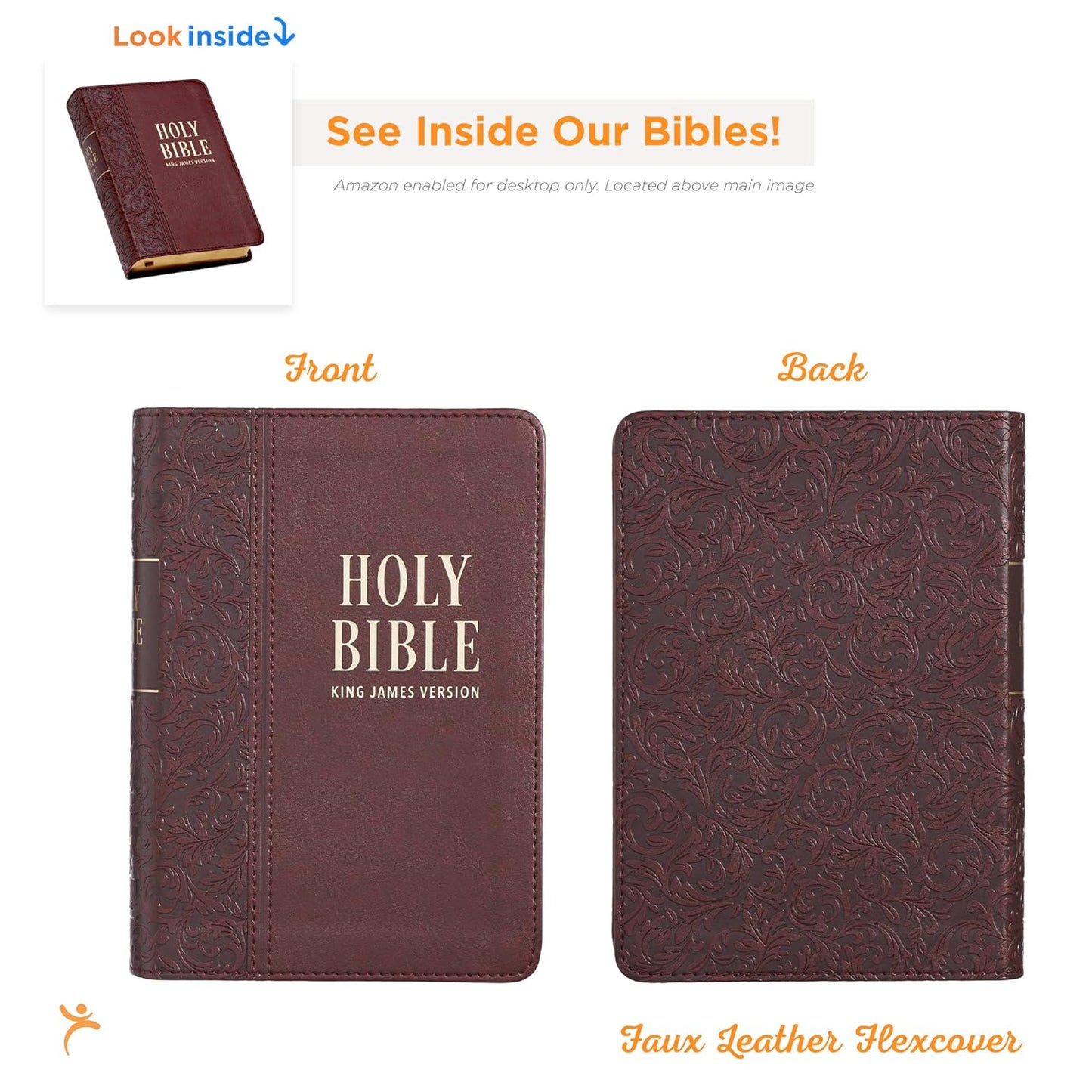 KJV Holy Bible, Compact Large Print Faux Leather Red Letter Edition - Ribbon Marker, King James Version, Chestnut Brown