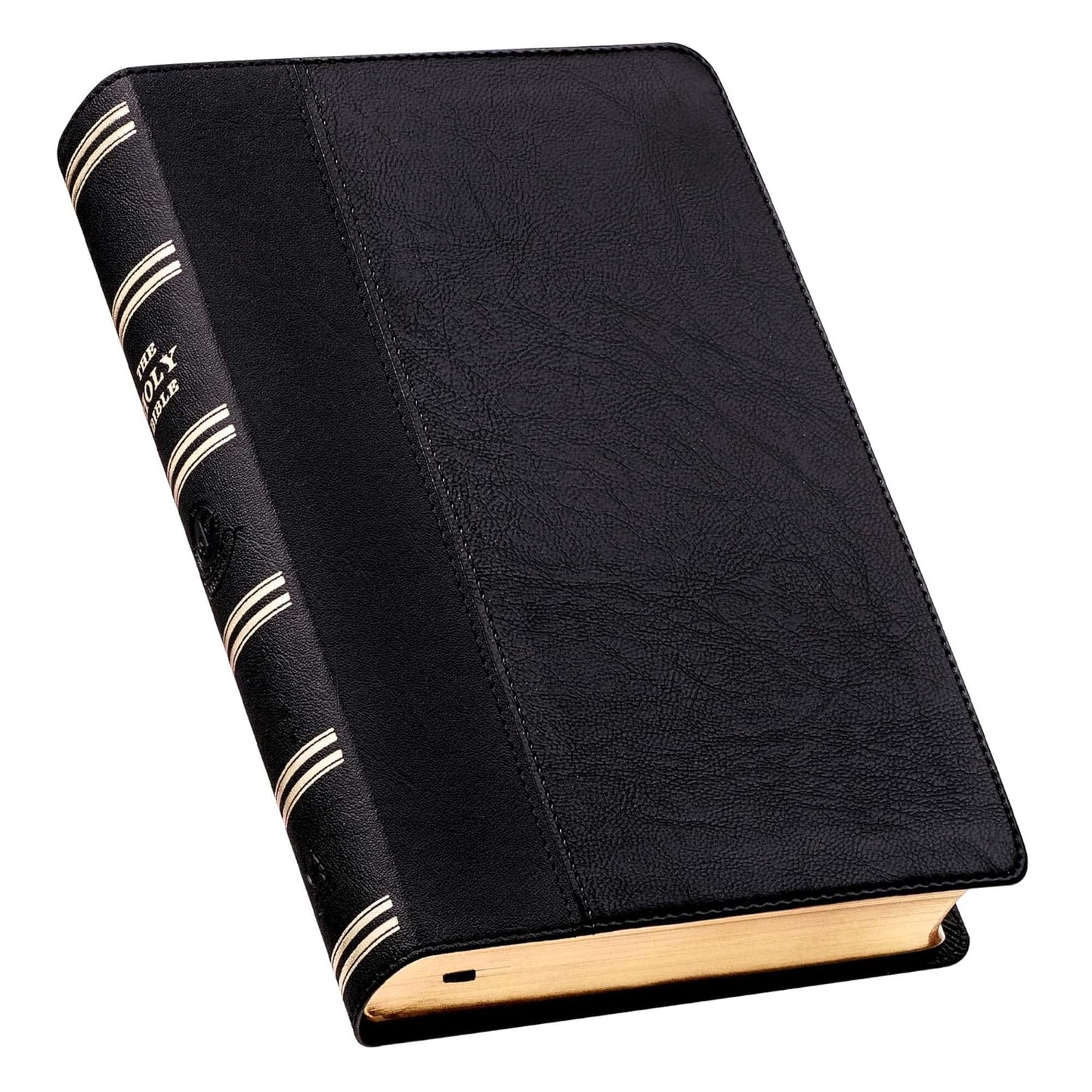 KJV Holy Bible, Giant Print Standard Size Faux Leather Red Letter Edition - Thumb Index & Ribbon Marker, King James Version, Black Two-tone