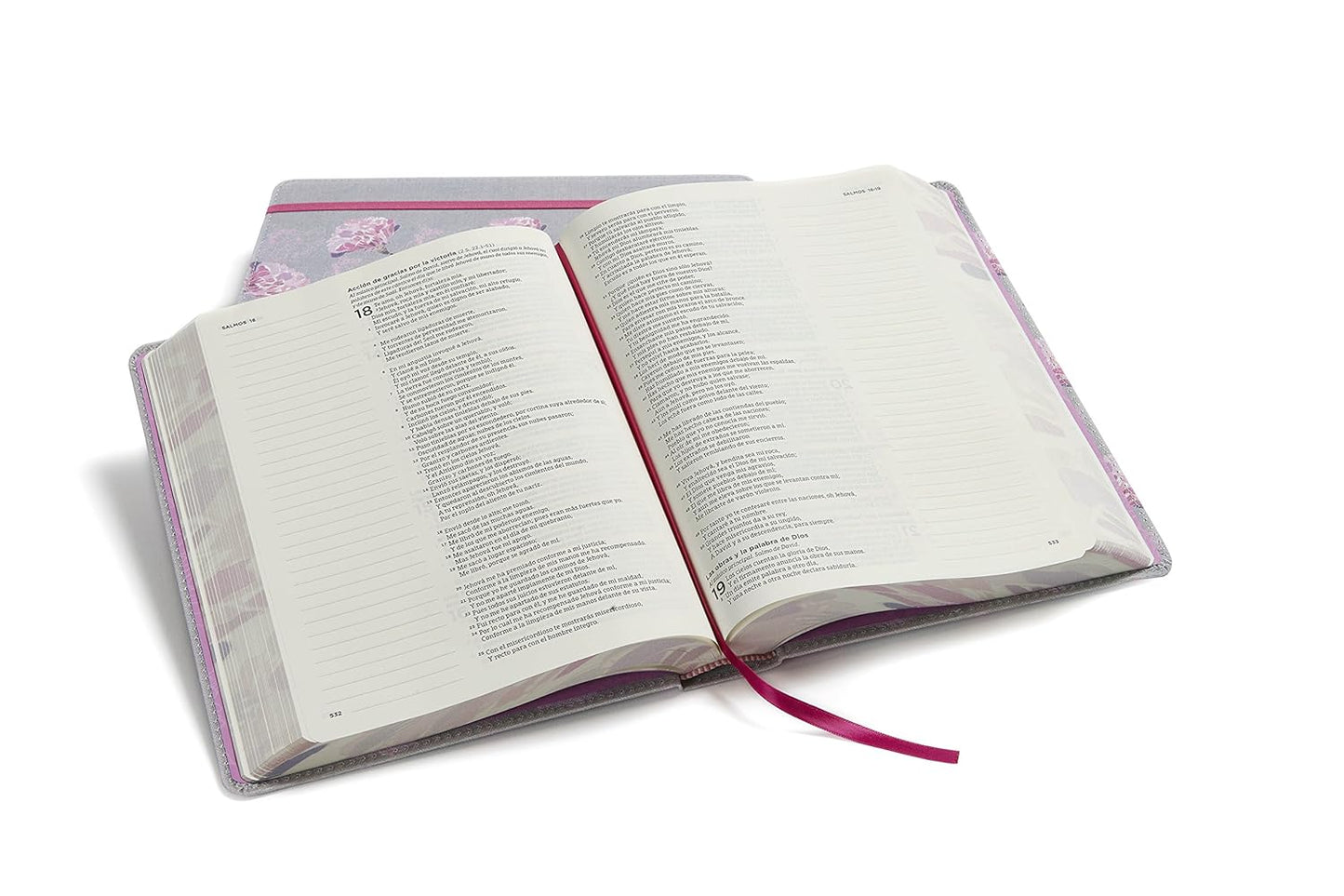 Biblia Reina Valera 1960 de apuntes gris y floreado , tela impresa