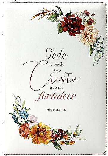Biblia Reina Valera 1960 de estudio para mujer Arcoiris con Cierre Indice en color blanco con flores