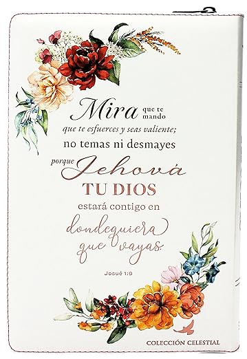 Biblia Reina Valera 1960 de estudio para mujer Arcoiris con Cierre Indice en color blanco con flores