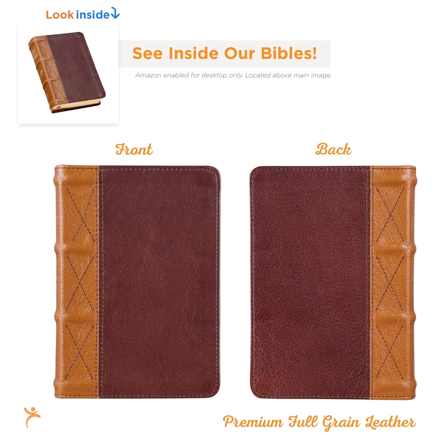 KJV Holy Bible, Compact Large Print, Premium Full Grain Leather Red Letter Edition - Ribbon Marker, King James Version, Saddle Tan/Butterscotch