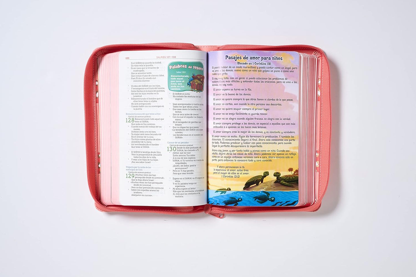 NBLA, Biblia Aventura, Interior a color, Leathersoft, Coral, con Cierre,