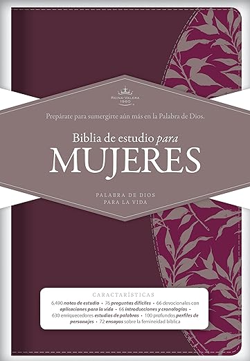 Biblia Reina Valera 1960 de Estudio para mujeres vino tinto-fucsia, símil piel