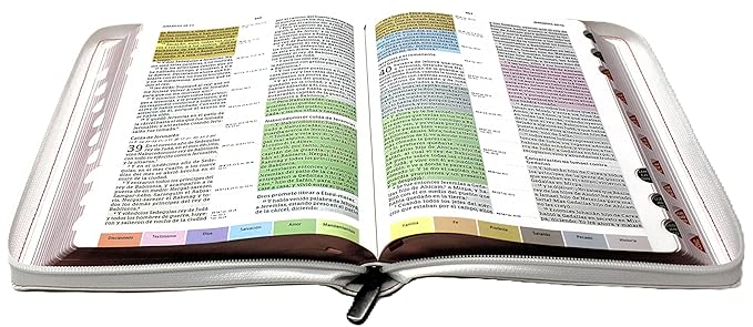 Biblia Reina Valera 1960 de estudio para mujer Arcoiris con Cierre Indice en color blanco con flores