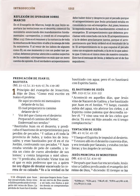 RVR 1960 Biblia de estudio Spurgeon, negro piel genuina con indice
