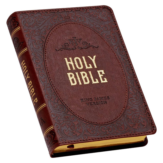 KJV Holy Bible, Compact Faux Leather Red Letter Edition - Ribbon Marker, King James Version, Chestnut Brown