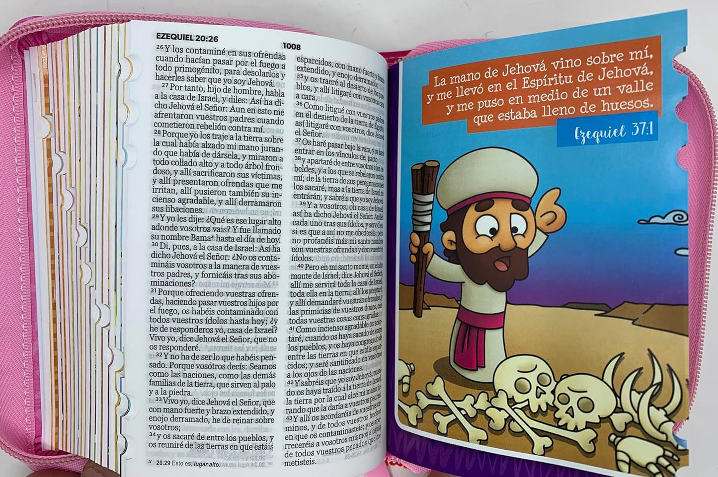 Biblia Para Niñas Mi Gran Viaje RVR, 1960 Color Rosa Con Indice Y Cierre PIEL IMITACION 8.5PUNTOS