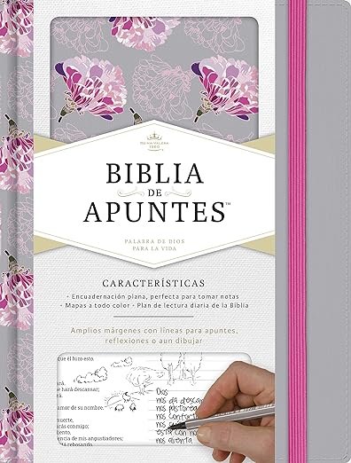 Biblia Reina Valera 1960 de apuntes gris y floreado , tela impresa