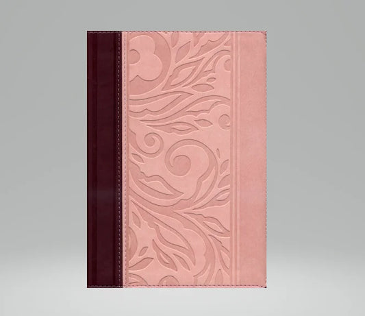 RVR 1960 Biblia Letra Grande Tamaño Manual con Referencias, borravino/rosado símil piel