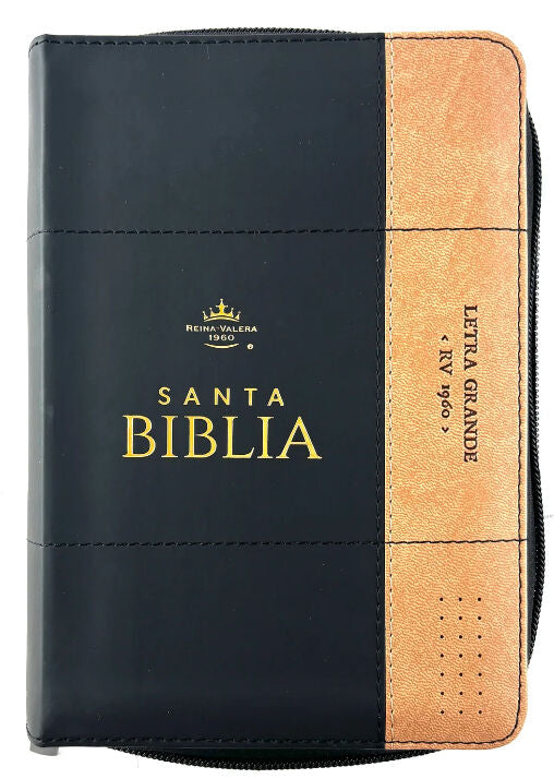 Biblia RVR60 035czti PJR imitación piel bicolor negro/café Tamaño Compacto