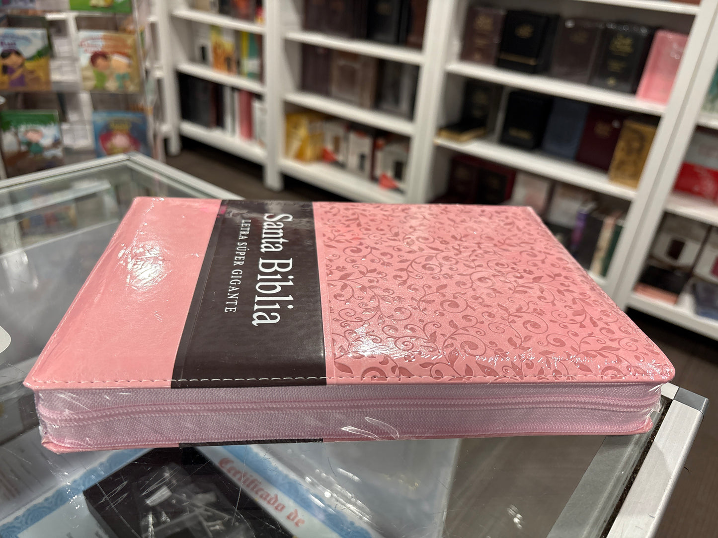 Biblia Letra Supergigante 19 puntos: RVR1960, imit. piel rosa duotone con índice