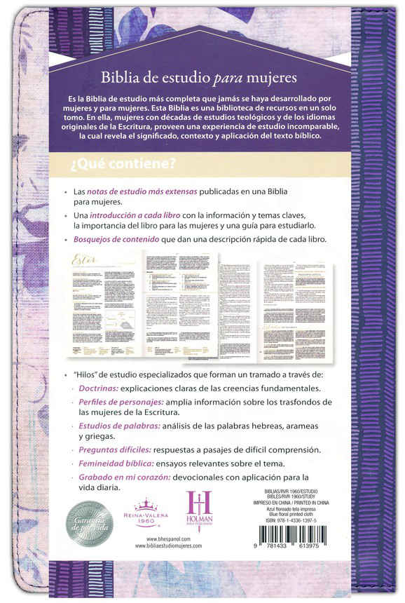 Biblia de Estudio Mujeres Tapa Dura Azul Floreado