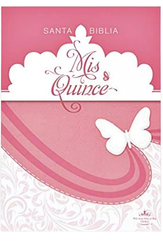 Biblia Quinceañera Rosa Blanco Simil Piel Reina Valera 1960