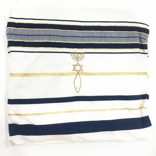 PRAYER SHAWL – GOLD AND BLACK– TRADITIONAL MESSIANIC WITH TALLIT – 72″ X 22″