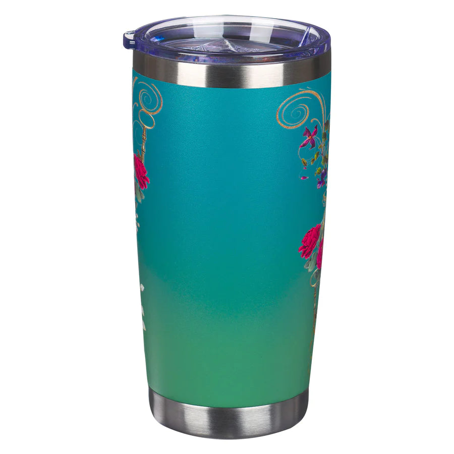 Blessed Stainless Steel Travel Mug, Blue Peacock