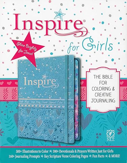 NLT Inspire Bible for Girls, Leatherlike Hardcover, Blue