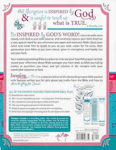 NLT Inspire Bible for Girls, Leatherlike Hardcover, Blue